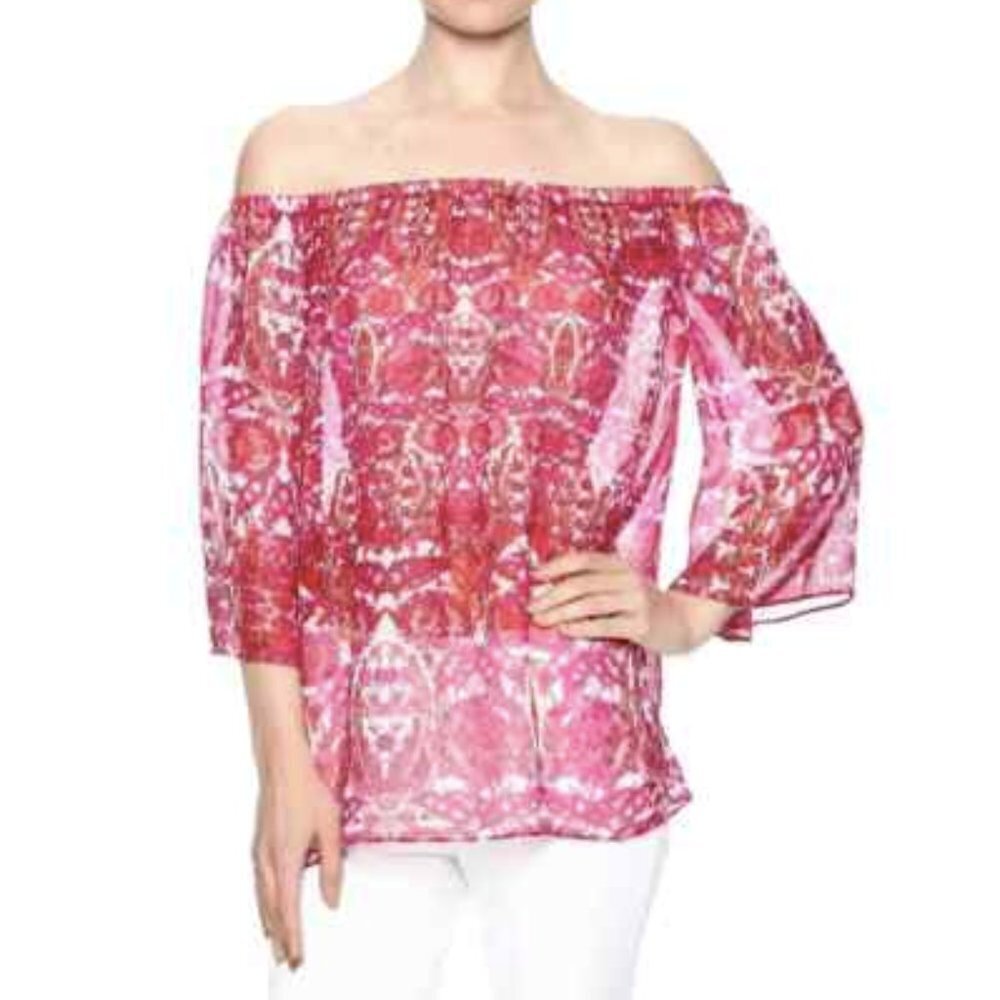 Show Me Your MuMu Wallie Tunic Sheer Off Shoulder Top Size Small